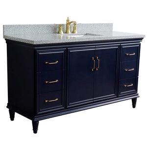 Bellaterra Home Vanity BellaTerra Home 61" Single sink vanity in Blue finish and Gray granite and rectangle sink 400800-61S-BU-GYR
