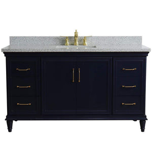 Bellaterra Home Vanity BellaTerra Home 61" Single sink vanity in Blue finish and Gray granite and rectangle sink 400800-61S-BU-GYR