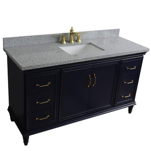 Bellaterra Home Vanity BellaTerra Home 61" Single sink vanity in Blue finish and Gray granite and rectangle sink 400800-61S-BU-GYR