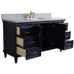 Bellaterra Home Vanity BellaTerra Home 61" Single sink vanity in Blue finish and Gray granite and rectangle sink 400800-61S-BU-GYR