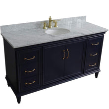 Load image into Gallery viewer, Bellaterra Home Vanity BellaTerra Home 61&quot; Single sink vanity in Blue finish and White carrara marble and oval sink 400800-61S-BU-WMO