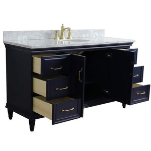 Bellaterra Home Vanity BellaTerra Home 61" Single sink vanity in Blue finish and White carrara marble and oval sink 400800-61S-BU-WMO