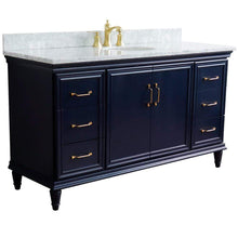 Load image into Gallery viewer, Bellaterra Home Vanity BellaTerra Home 61&quot; Single sink vanity in Blue finish and White carrara marble and oval sink 400800-61S-BU-WMO