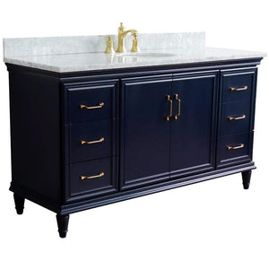 Bellaterra Home Vanity BellaTerra Home 61" Single sink vanity in Blue finish and White carrara marble and oval sink 400800-61S-BU-WMO