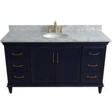 Load image into Gallery viewer, Bellaterra Home Vanity BellaTerra Home 61&quot; Single sink vanity in Blue finish and White carrara marble and oval sink 400800-61S-BU-WMO