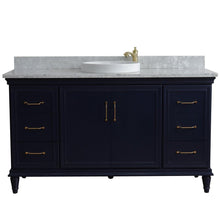 Load image into Gallery viewer, Bellaterra Home Vanity BellaTerra Home 61&quot; Single sink vanity in Blue finish and White carrara marble and round sink 400800-61S-BU-WMRD