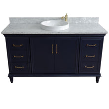 Load image into Gallery viewer, Bellaterra Home Vanity BellaTerra Home 61&quot; Single sink vanity in Blue finish and White carrara marble and round sink 400800-61S-BU-WMRD