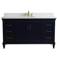 Load image into Gallery viewer, Bellaterra Home Vanity BellaTerra Home 61&quot; Single sink vanity in Blue finish and White quartz and oval sink 400800-61S-BU-WEO