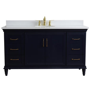 Bellaterra Home Vanity BellaTerra Home 61" Single sink vanity in Blue finish and White quartz and oval sink 400800-61S-BU-WEO