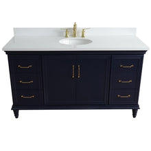 Load image into Gallery viewer, Bellaterra Home Vanity BellaTerra Home 61&quot; Single sink vanity in Blue finish and White quartz and oval sink 400800-61S-BU-WEO