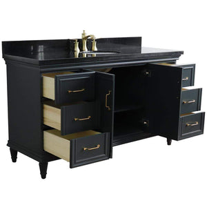 Bellaterra Home Vanity BellaTerra Home 61" Single sink vanity in Dark Gray finish and Black galaxy granite and oval sink 400800-61S-DG-BGO