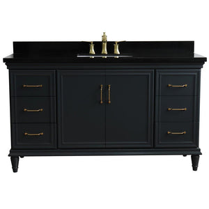 Bellaterra Home Vanity BellaTerra Home 61" Single sink vanity in Dark Gray finish and Black galaxy granite and rectangle sink 400800-61S-DG-BGR