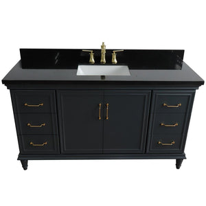Bellaterra Home Vanity BellaTerra Home 61" Single sink vanity in Dark Gray finish and Black galaxy granite and rectangle sink 400800-61S-DG-BGR