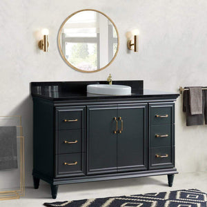 Bellaterra Home Vanity BellaTerra Home 61" Single sink vanity in Dark Gray finish and Black galaxy granite and round sink 400800-61S-DG-BGRD