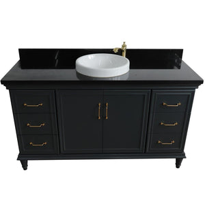 Bellaterra Home Vanity BellaTerra Home 61" Single sink vanity in Dark Gray finish and Black galaxy granite and round sink 400800-61S-DG-BGRD