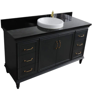 Bellaterra Home Vanity BellaTerra Home 61" Single sink vanity in Dark Gray finish and Black galaxy granite and round sink 400800-61S-DG-BGRD