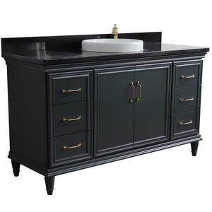 Bellaterra Home Vanity BellaTerra Home 61" Single sink vanity in Dark Gray finish and Black galaxy granite and round sink 400800-61S-DG-BGRD