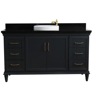 Bellaterra Home Vanity BellaTerra Home 61" Single sink vanity in Dark Gray finish and Black galaxy granite and round sink 400800-61S-DG-BGRD