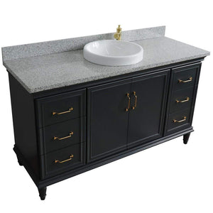 Bellaterra Home Vanity BellaTerra Home 61" Single sink vanity in Dark Gray finish and Gray granite and round sink 400800-61S-DG-GYRD