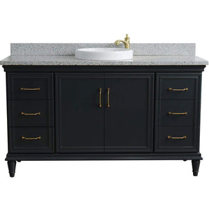 Bellaterra Home Vanity BellaTerra Home 61" Single sink vanity in Dark Gray finish and Gray granite and round sink 400800-61S-DG-GYRD