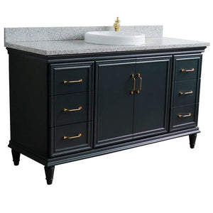 Bellaterra Home Vanity BellaTerra Home 61" Single sink vanity in Dark Gray finish and Gray granite and round sink 400800-61S-DG-GYRD