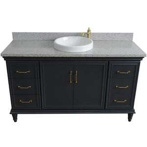 Bellaterra Home Vanity BellaTerra Home 61" Single sink vanity in Dark Gray finish and Gray granite and round sink 400800-61S-DG-GYRD
