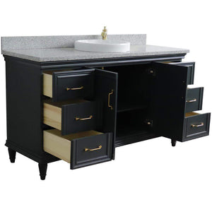 Bellaterra Home Vanity BellaTerra Home 61" Single sink vanity in Dark Gray finish and Gray granite and round sink 400800-61S-DG-GYRD