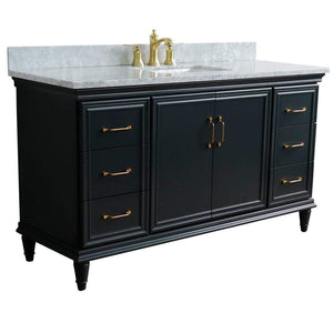 Bellaterra Home Vanity BellaTerra Home 61" Single sink vanity in Dark Gray finish and White carrara marble and rectangle sink 400800-61S-DG-WMR