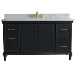 Bellaterra Home Vanity BellaTerra Home 61" Single sink vanity in Dark Gray finish and White carrara marble and rectangle sink 400800-61S-DG-WMR