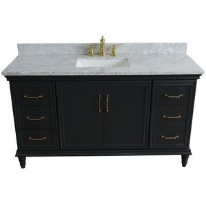 Bellaterra Home Vanity BellaTerra Home 61" Single sink vanity in Dark Gray finish and White carrara marble and rectangle sink 400800-61S-DG-WMR