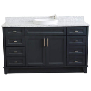 Bellaterra Home Vanity BellaTerra Home 61" Single sink vanity in Dark Gray finish and White carrara marble and round sink 400700-61S-DG-WMRD
