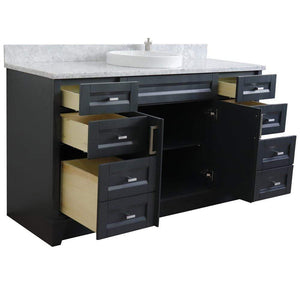 Bellaterra Home Vanity BellaTerra Home 61" Single sink vanity in Dark Gray finish and White carrara marble and round sink 400700-61S-DG-WMRD
