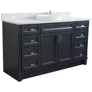 Bellaterra Home Vanity BellaTerra Home 61" Single sink vanity in Dark Gray finish and White carrara marble and round sink 400700-61S-DG-WMRD
