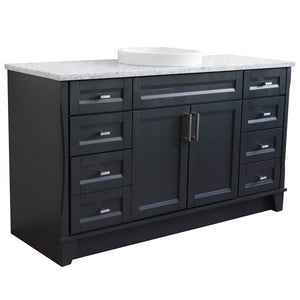 Bellaterra Home Vanity BellaTerra Home 61" Single sink vanity in Dark Gray finish and White carrara marble and round sink 400700-61S-DG-WMRD