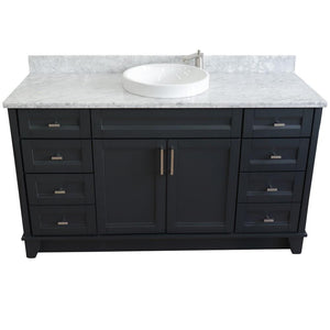 Bellaterra Home Vanity BellaTerra Home 61" Single sink vanity in Dark Gray finish and White carrara marble and round sink 400700-61S-DG-WMRD