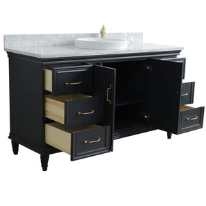 Bellaterra Home Vanity BellaTerra Home 61" Single sink vanity in Dark Gray finish and White carrara marble and round sink 400800-61S-DG-WMRD