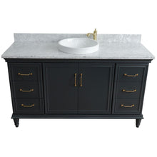 Load image into Gallery viewer, Bellaterra Home Vanity BellaTerra Home 61&quot; Single sink vanity in Dark Gray finish and White carrara marble and round sink 400800-61S-DG-WMRD