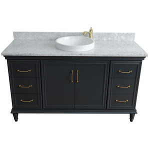 Bellaterra Home Vanity BellaTerra Home 61" Single sink vanity in Dark Gray finish and White carrara marble and round sink 400800-61S-DG-WMRD