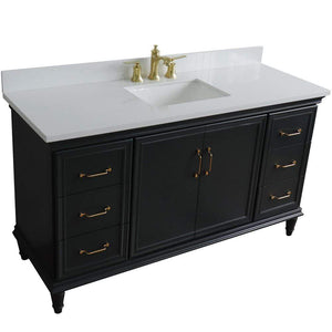 Bellaterra Home Vanity BellaTerra Home 61" Single sink vanity in Dark Gray finish and White quartz and rectangle sink 400800-61S-DG-WER