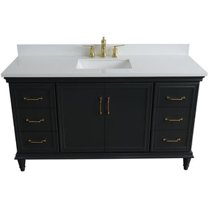 Bellaterra Home Vanity BellaTerra Home 61" Single sink vanity in Dark Gray finish and White quartz and rectangle sink 400800-61S-DG-WER