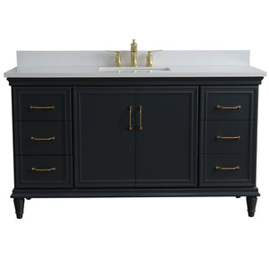 Bellaterra Home Vanity BellaTerra Home 61" Single sink vanity in Dark Gray finish and White quartz and rectangle sink 400800-61S-DG-WER