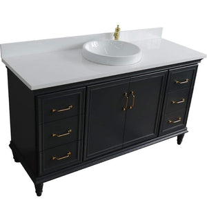 Bellaterra Home Vanity BellaTerra Home 61" Single sink vanity in Dark Gray finish and White quartz and round sink 400800-61S-DG-WERD