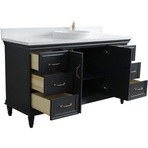 Bellaterra Home Vanity BellaTerra Home 61" Single sink vanity in Dark Gray finish and White quartz and round sink 400800-61S-DG-WERD