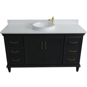 Bellaterra Home Vanity BellaTerra Home 61" Single sink vanity in Dark Gray finish and White quartz and round sink 400800-61S-DG-WERD