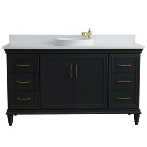 Bellaterra Home Vanity BellaTerra Home 61" Single sink vanity in Dark Gray finish and White quartz and round sink 400800-61S-DG-WERD