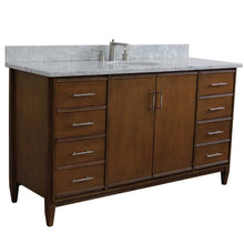 Load image into Gallery viewer, Bellaterra Home Vanity BellaTerra Home  61&quot; Single sink vanity in Walnut finish with White carrara marble and oval sink 400901-61S-WA-WMO