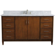 Load image into Gallery viewer, Bellaterra Home Vanity BellaTerra Home  61&quot; Single sink vanity in Walnut finish with White carrara marble and oval sink 400901-61S-WA-WMO