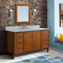 Load image into Gallery viewer, Bellaterra Home Vanity BellaTerra Home  61&quot; Single sink vanity in Walnut finish with White carrara marble and oval sink 400901-61S-WA-WMO