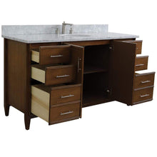 Load image into Gallery viewer, Bellaterra Home Vanity BellaTerra Home  61&quot; Single sink vanity in Walnut finish with White carrara marble and oval sink 400901-61S-WA-WMO