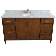 Load image into Gallery viewer, Bellaterra Home Vanity BellaTerra Home  61&quot; Single sink vanity in Walnut finish with White carrara marble and oval sink 400901-61S-WA-WMO